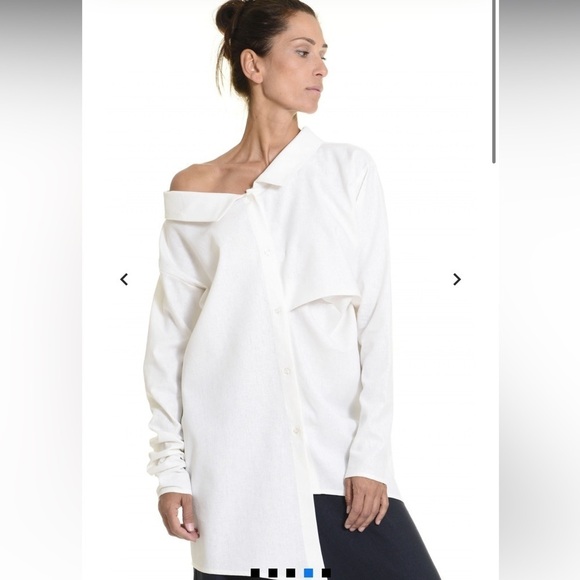 AAKASHA LINEN ARTSY LAGENLOOK WHITE BUTTON DOWN ASYMMETRICAL TUNIC SIZE LARGE - Picture 13 of 13